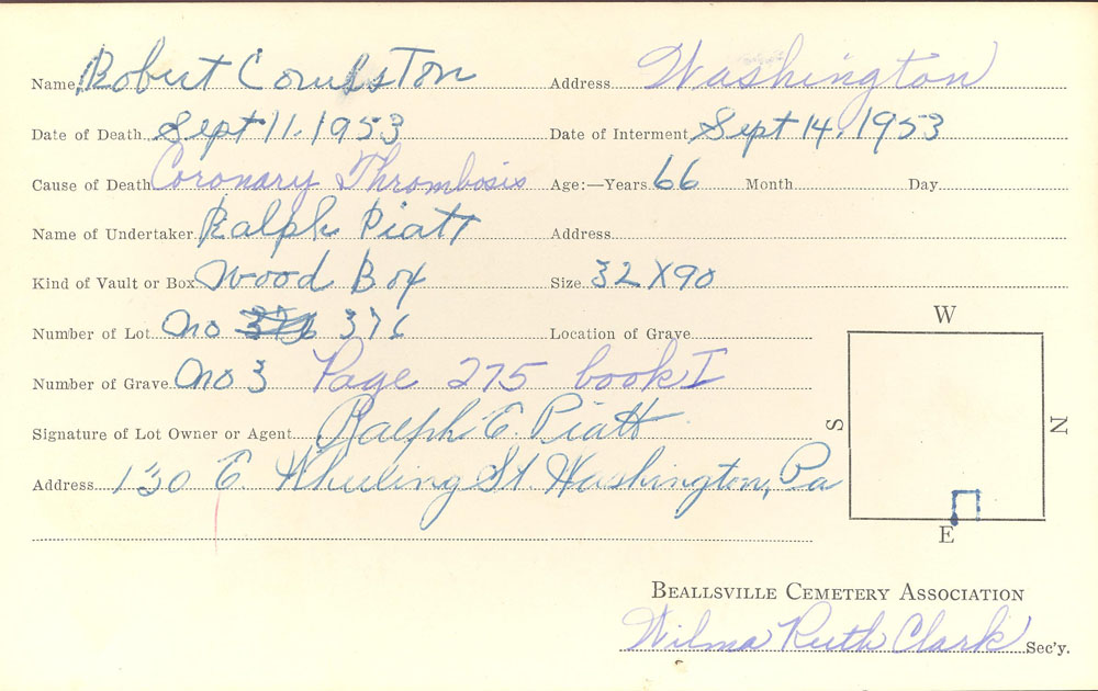 burial card